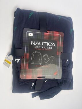 Nautica Navy Pajama Set with Green Sail Motif